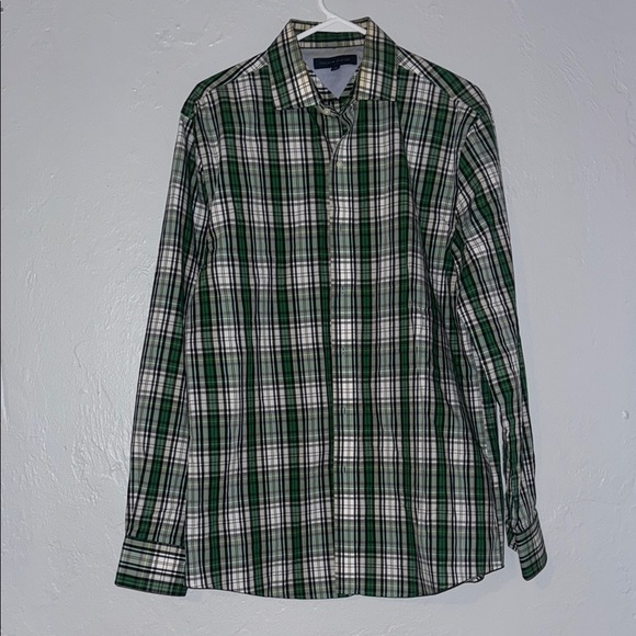 Tommy Hilfiger Green and White Casual Button Down Shirt A -8 - Picture 2 of 7